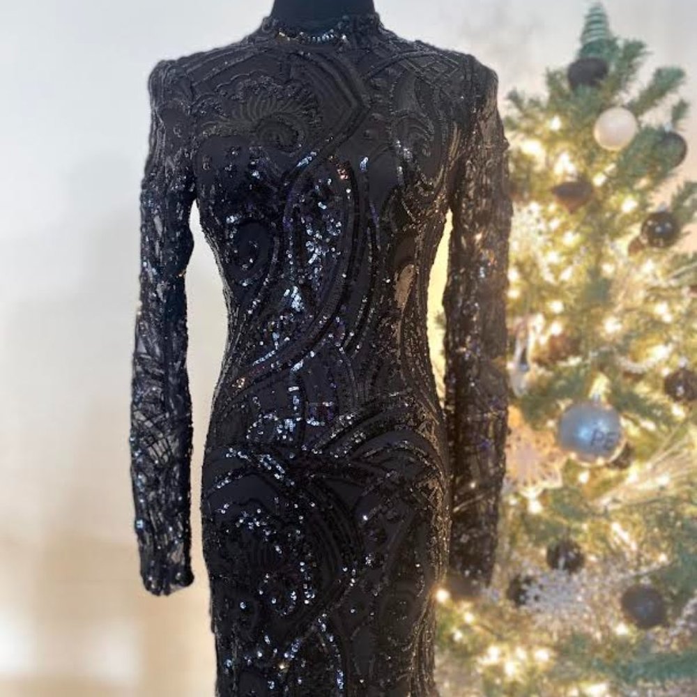 Black Sequin Holiday Dress